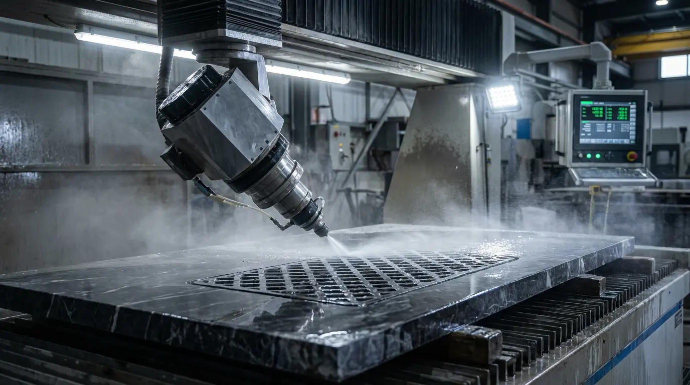 5-axis CNC Marble Water Jet Cutting Machine in action